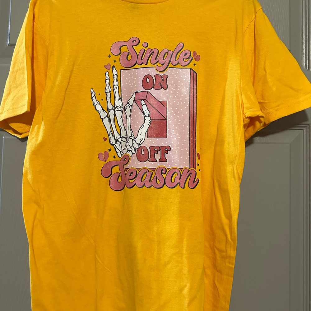 Yellow Graphic T-Shirt with Skeleton Hand Design